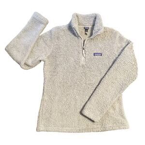 Patagonia High Pile Fuzzy 1/4 Zip Pullover Jacket Logo Beige Medium Women
